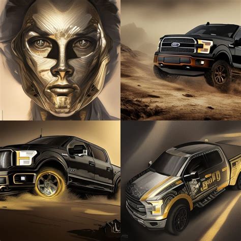 Hyper Realistic, 8K, Highly Detailed, Black with silver and gold trim Ford F-150 Off Road - AI ...