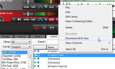 What happened to the "Download All" option in Mixcraft 6's library? - Acoustica inc.