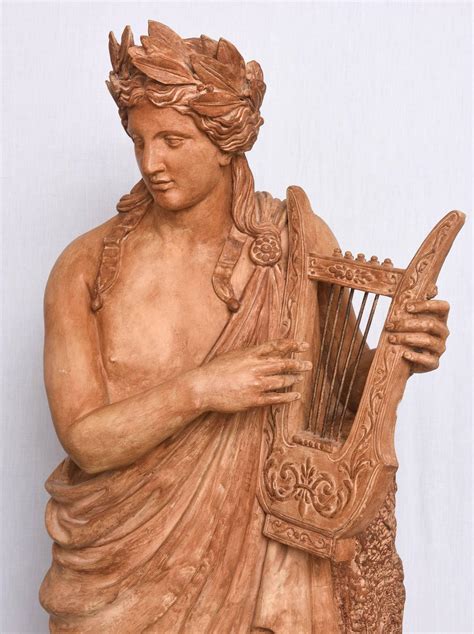 Terra Cotta Garden Statue of Greek God Apollo Playing a Lyre: Italy, 19th Century : On Antique ...