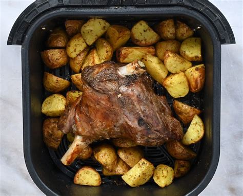 Air Fryer Half Leg of Lamb with Potatoes - Supergolden Bakes