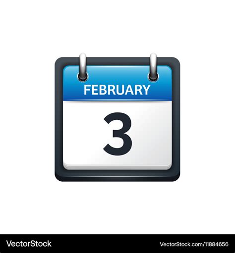 February 3 calendar icon flat Royalty Free Vector Image