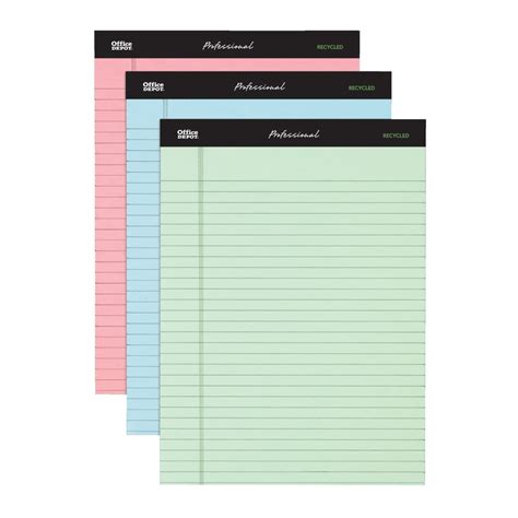 Professional Legal Pad, 8 1/2" x 11 3/4", Wide/Legal Ruled, 100 Pages (50 Sheets), Assorted ...