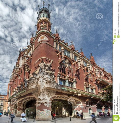 Photo about The Palau de La Musica Catalana building with its ...