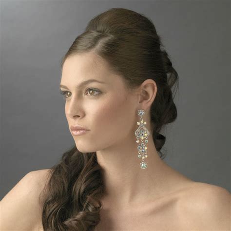 Vintage Look 4" AB Crystal Chandelier Bridal Earrings | Bridal earrings chandelier, Silver ...