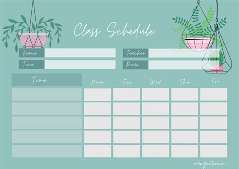 FREE!!!! Class Schedule Template for you. For PDF File, you can download it from my Home. :D ...