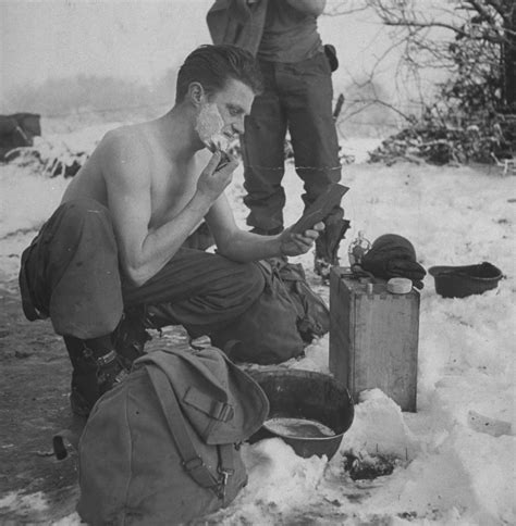 Shaving During a Lull in Battle, Ardennes Forest, December 1944 | TIME