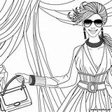 Fashion model coloring Page Download Or Print For Free sketch template