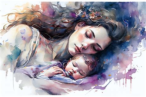 Premium Photo | Mother and Baby Sleeping Art