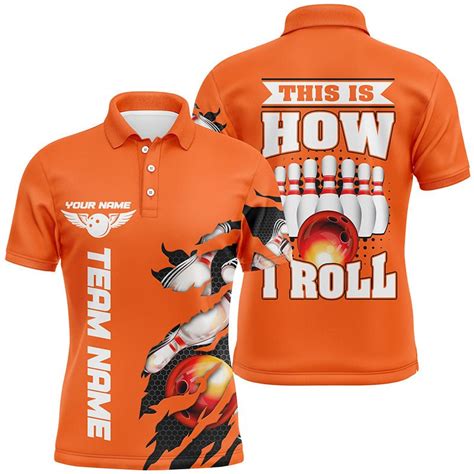 Individuelle Orange Bowling Team Polo Shirts für Herren mit eigenem Na