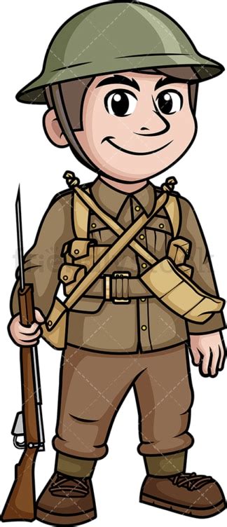 WW2 British Soldier Cartoon Clipart Vector - FriendlyStock