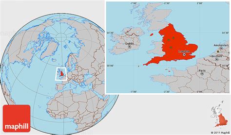 Gray Location Map of England