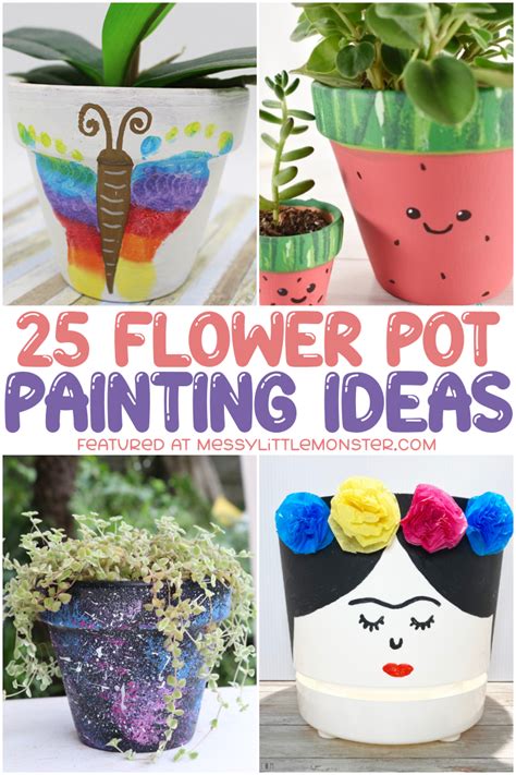 Flower Pot Painting Ideas - Messy Little Monster