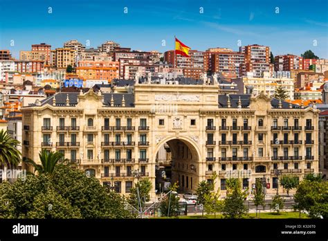 Cityscape. Santander bank headquarters. Santander, Cantabrian Sea, Cantabria, Spain, Europe ...