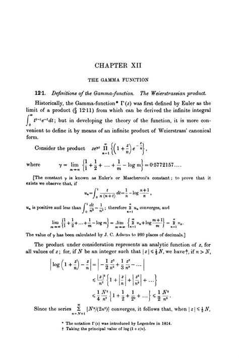 The Gamma Function (XII) - A Course of Modern Analysis