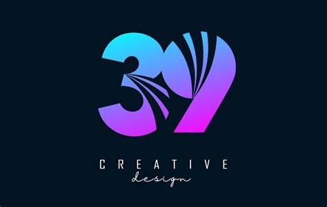 Colorful Creative number 39 3 9 logo with leading lines and road concept design. Number with ...