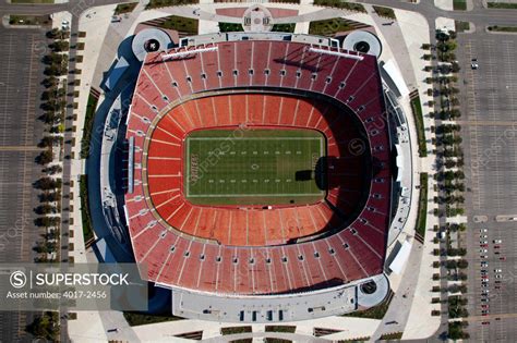 Aerial view of a football stadium, Arrowhead Stadium, Kansas City ...