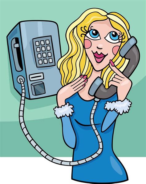 cartoon young woman talking on an old payphone 13570138 Vector Art at Vecteezy