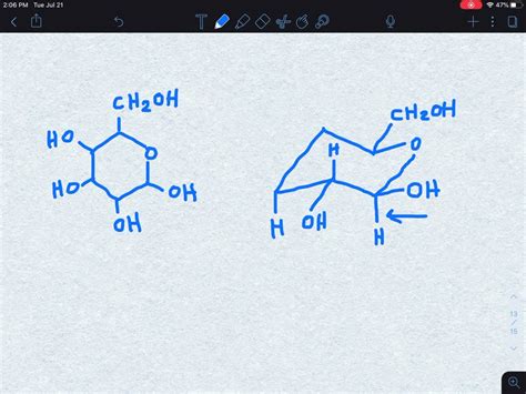 The most stable form of glucose (blood sugar) is a six-membered ring in ...