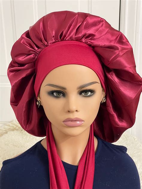 SATIN Turban Silky Hair Bonnet / Satin Hair Bonnet for Big - Etsy