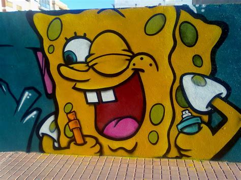 Grafiti New Most: Spongebob Squarepant On Graffiti Wall Design