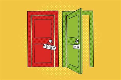 Open and closed door | Pop art illustration, Mural design, Simple ...