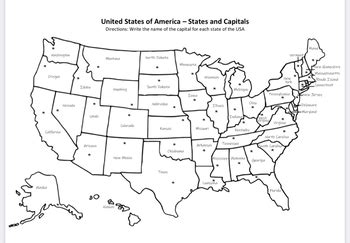 Usa States And Capitals Printable Map Worksheet By Interactive ...