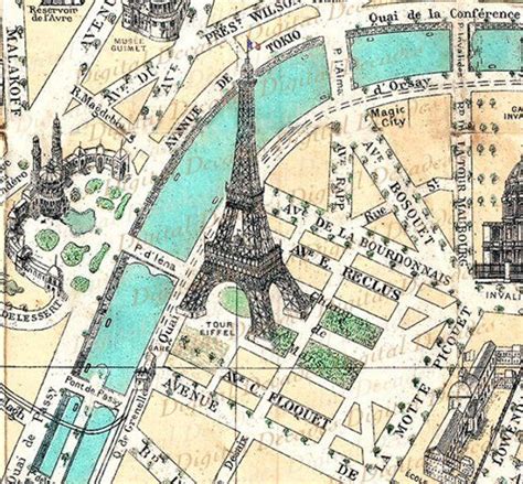 Map Champ De Mars France French Paris Eiffel Tower Digital Image Vintage Illustration - Etsy ...