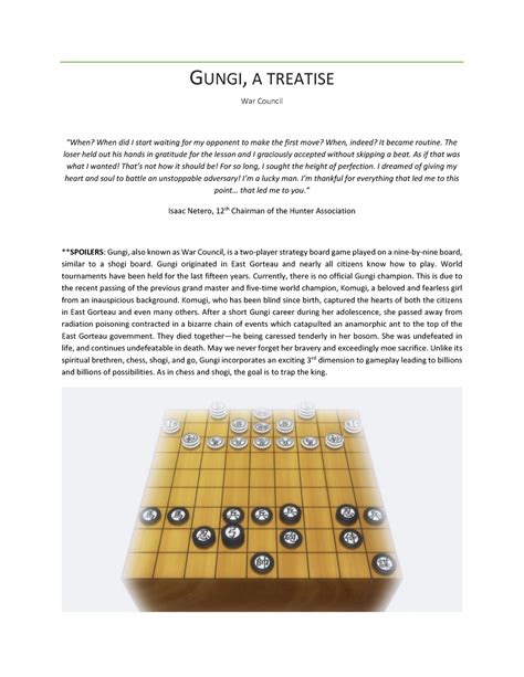 Gungi - GUNGI, A TREATISE War Council