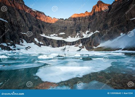 Sunrise at Iceberg Lake in Glacier National Park, Montana, USA Stock Photo - Image of lake ...