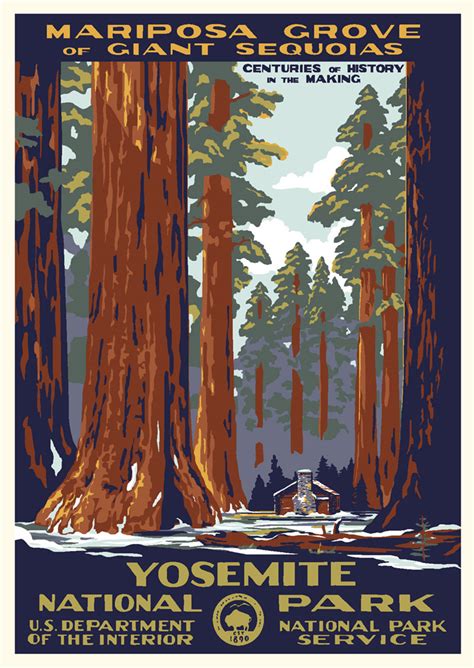 Yosemite National Park - Mariposa Grove Vintage Poster: DiscoverNW.org