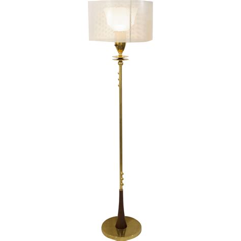 Mid-Century Modern Brass Floor Lamp with Perforated Shade | Modernism