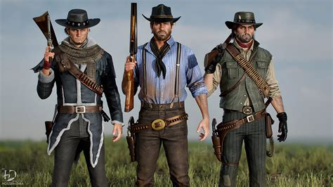 John Marston, 4K, men, Arthur Morgan, 4K, Red Dead Revolver, CGI, Red ...