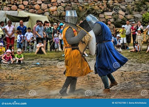 Medieval knights fighting editorial stock photo. Image of knights ...