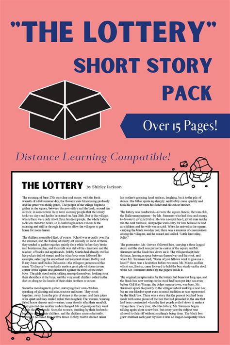 The Lottery Short Story Unit in 2020 | Distance learning, Lottery ...