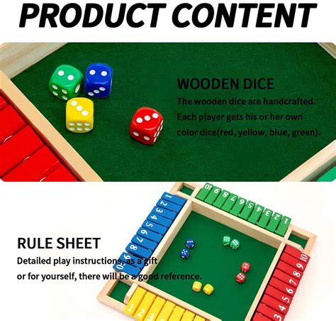 Shut The Box Dice Game,2-4 Player Family Wooden Board Table Math Games ...