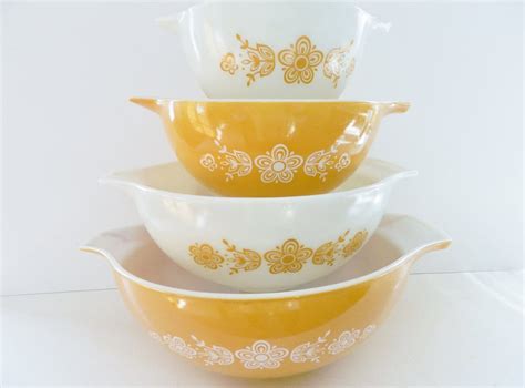 Gold Pyrex Bowls, Butterfly Bowls, Cinderella Bowl Set, Gold Mixing ...