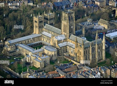 Aerial photograph or Durham Cathedral and town Stock Photo - Alamy