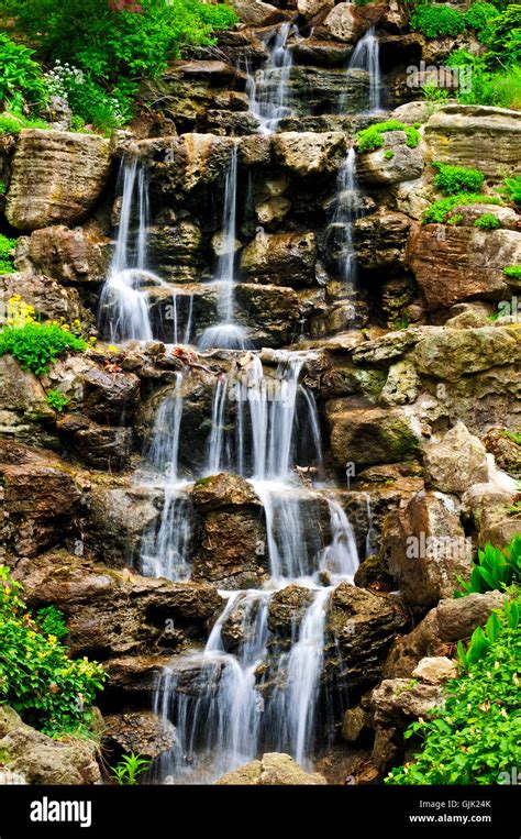 garden waterfall rocks Stock Photo - Alamy