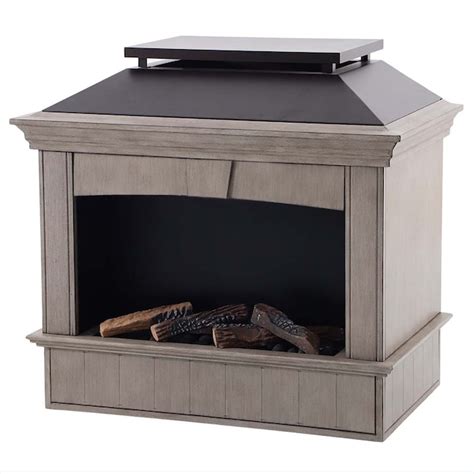 allen + roth 40000-BTU Gray Steel Liquid Propane Outdoor Fireplace in the Outdoor Gas Fireplaces ...