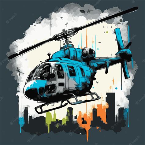 Premium Vector | Helicopter in abstract graffiti style