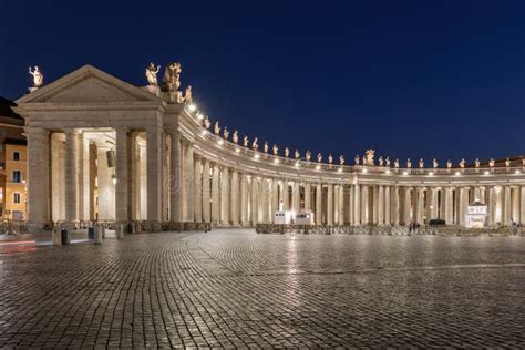 St Peter Square Colonnade at Night in Vatican Stock Photo - Image of ...