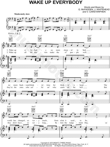 John Legend "Wake Up Everybody" Sheet Music in E Minor (transposable) - Download & Print - SKU ...