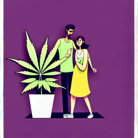 couple happy on balcony with marijuana plant. centered | Stable ...