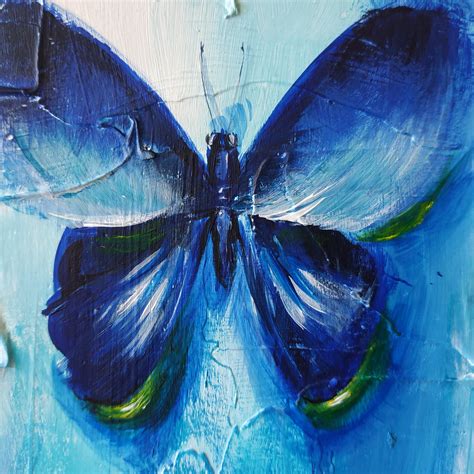 Blue Butterfly Painting Original Acrylic Butterfly Artwork | Etsy