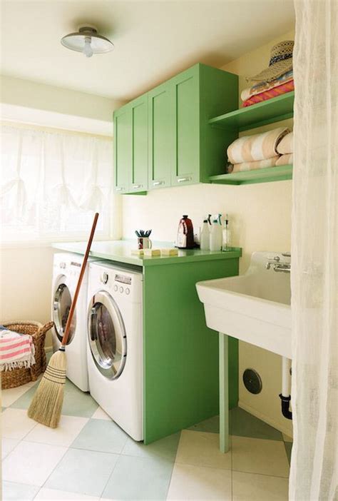 Kelly Green Laundry Room Cabinets - Vintage - Laundry Room - Studio MRS | Stylish laundry room ...