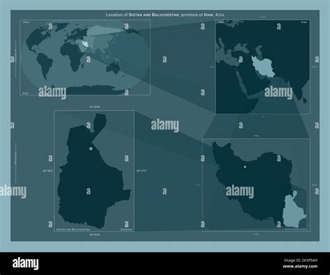 Sistan and Baluchestan, province of Iran. Diagram showing the location of the region on larger ...