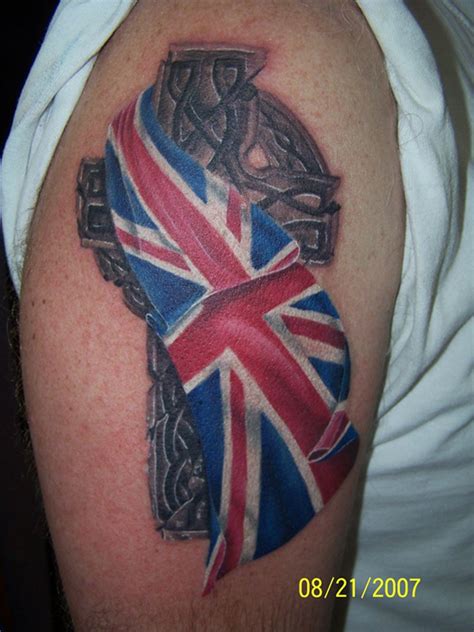 British flag tattoo on shoulder | Flag tattoo, British tattoo, Shield ...