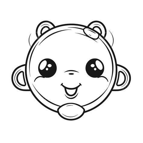 Baby Monkey Face Coloring Page Outline Sketch Drawing Vector, Pacifier Drawing, Pacifier Outline ...