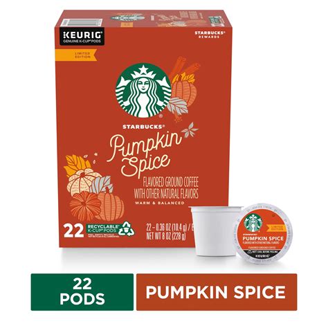 Starbucks Flavored K-Cup Coffee Pods — Pumpkin Spice for Keurig Brewers — 1 box (22 pods ...