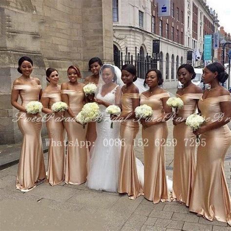 77.7US $ |Dark Champagne Bridesmaid Dresses Mermaid For Women Long Off Shoulder W… | Bridesmaid ...
